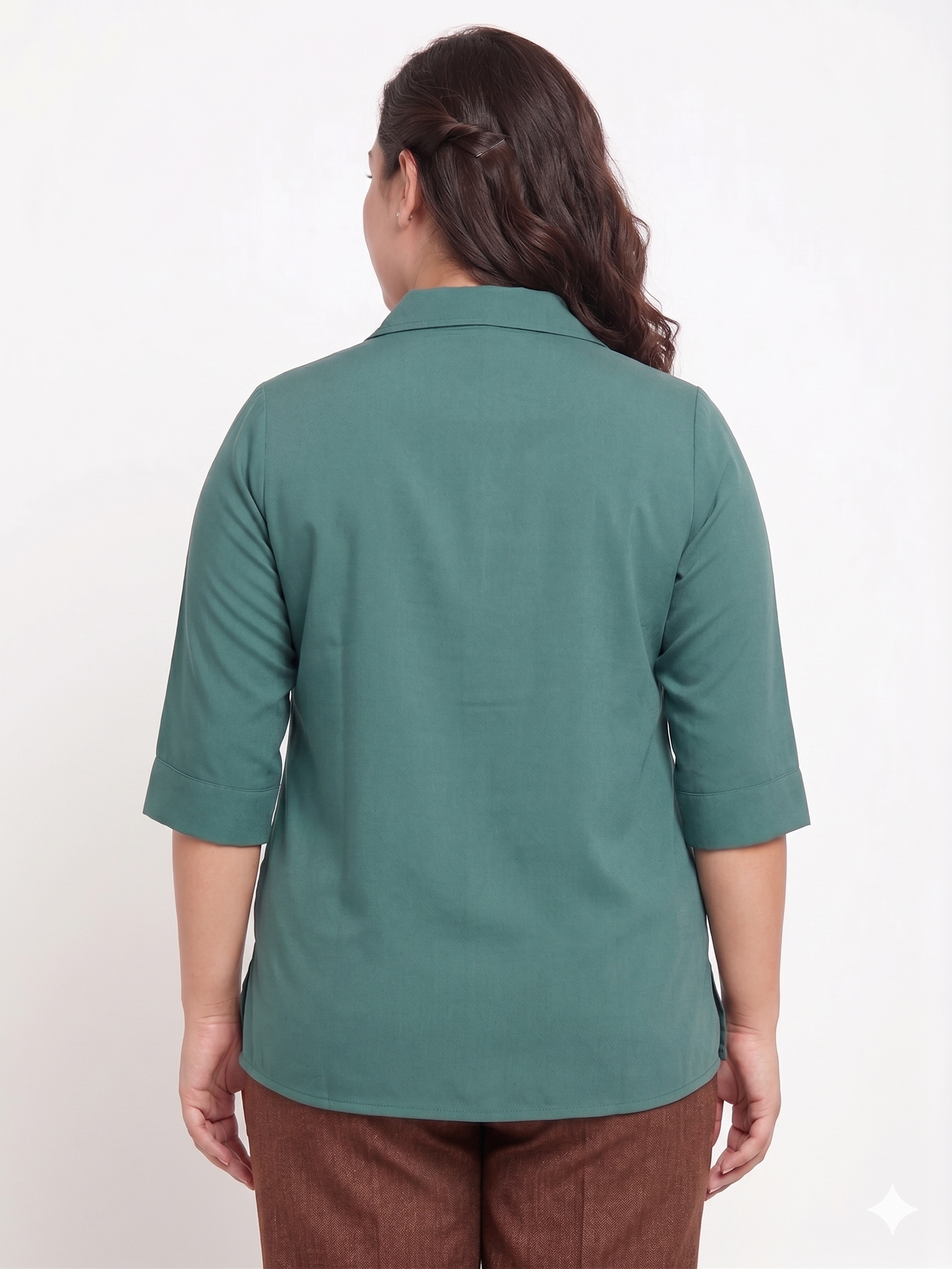 Collared Women’s Top in Moss Crepe