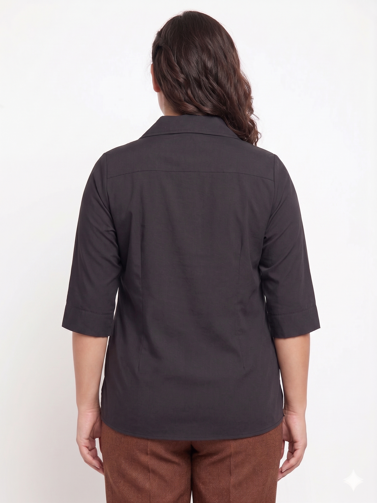 Collared Women’s Top in Moss Crepe