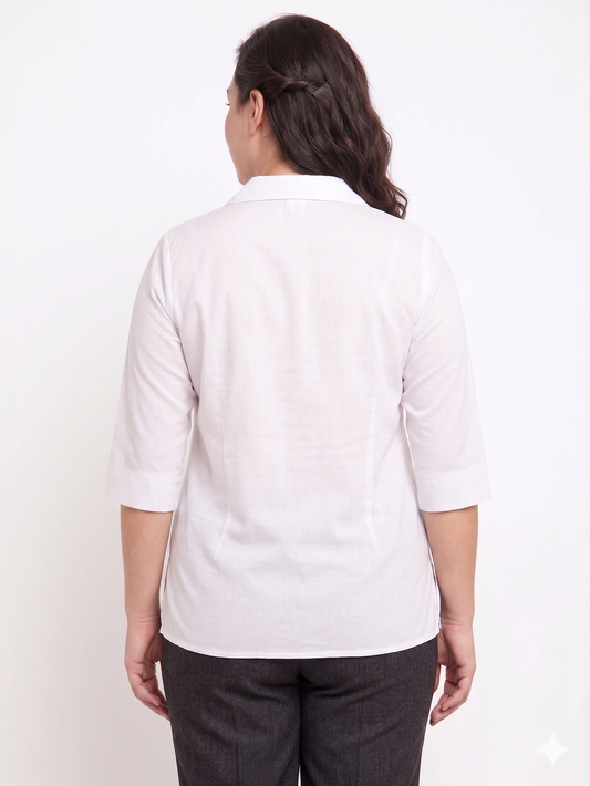 Collared Women’s Top in Moss Crepe