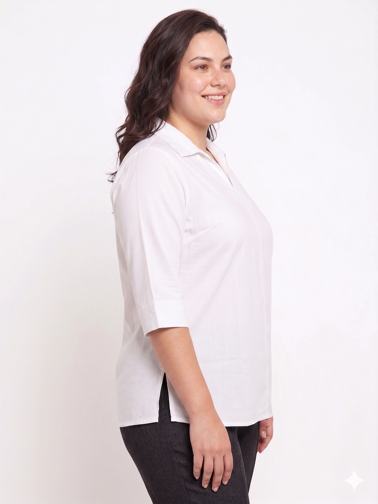 Collared Women’s Top in Moss Crepe