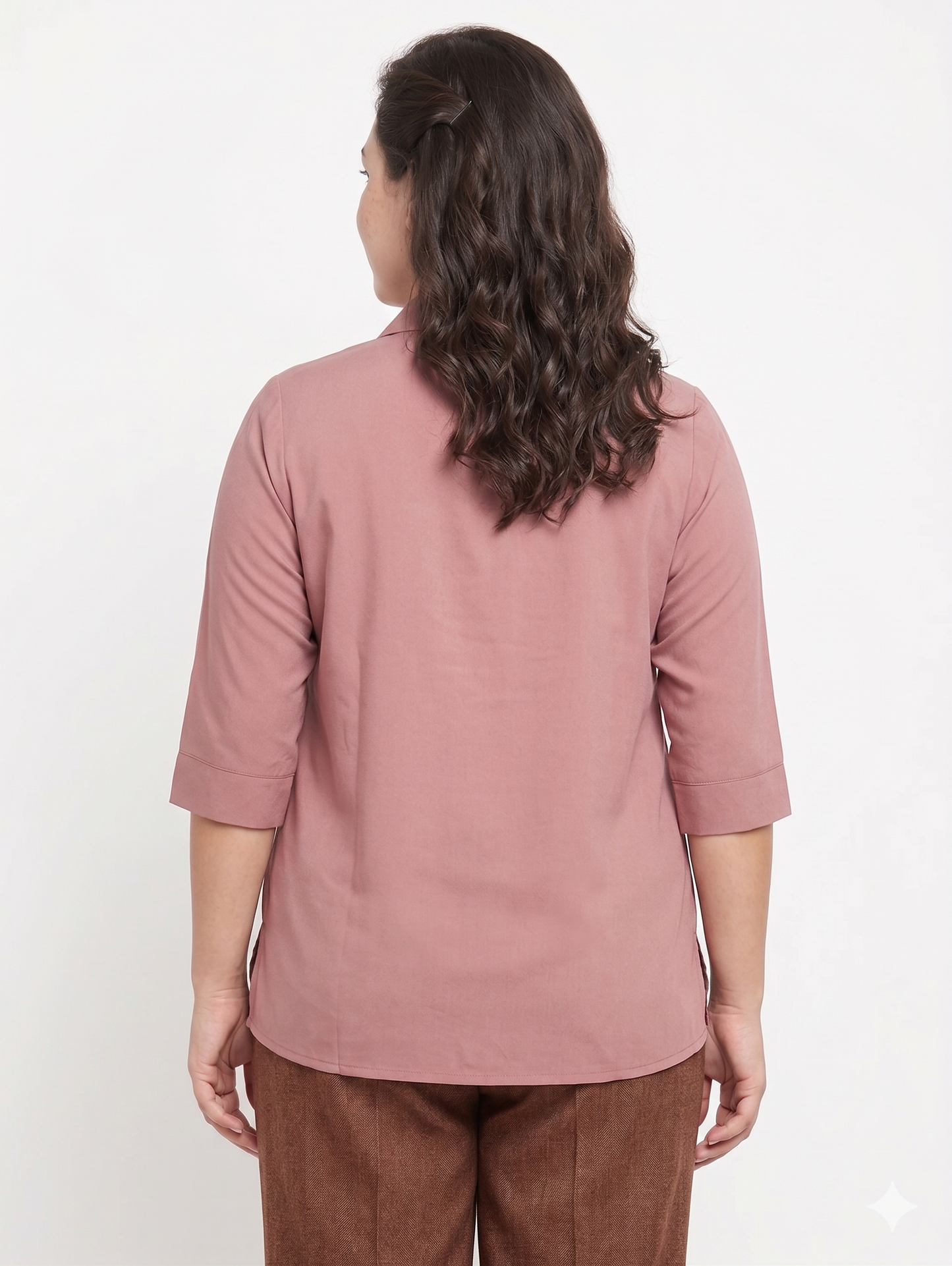 Collared Women’s Top in Moss Crepe