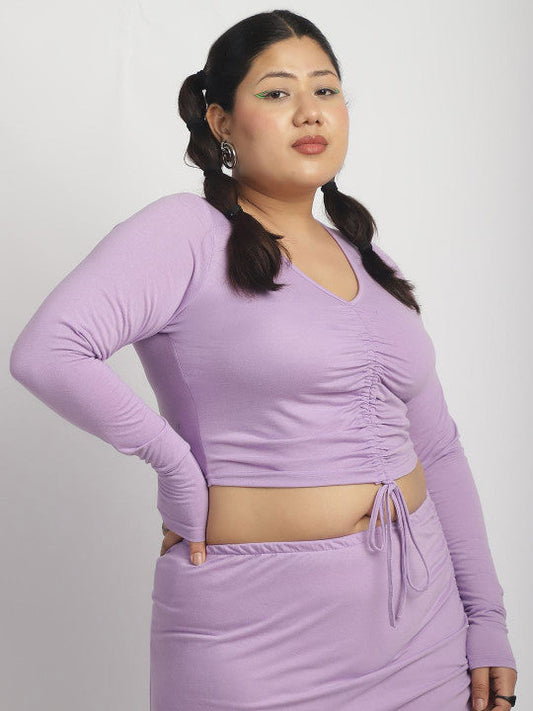 Soft Lilac Drawstring Front Top