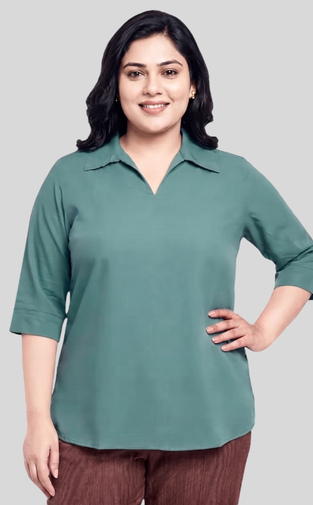Collared Women’s Top in Moss Crepe