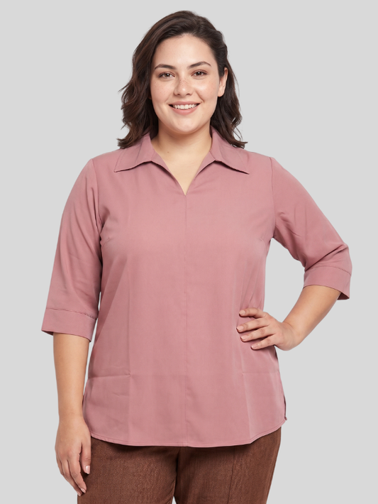 Collared Women’s Top in Moss Crepe