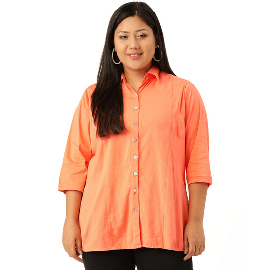theRebelinme Plus Size Women Solid Color Cotton Casual Shirt