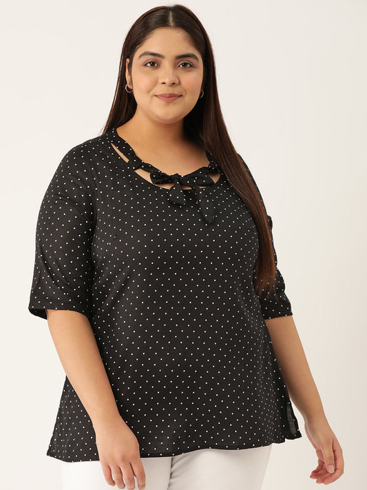 Plus Size Cut Out Detail Woven Top