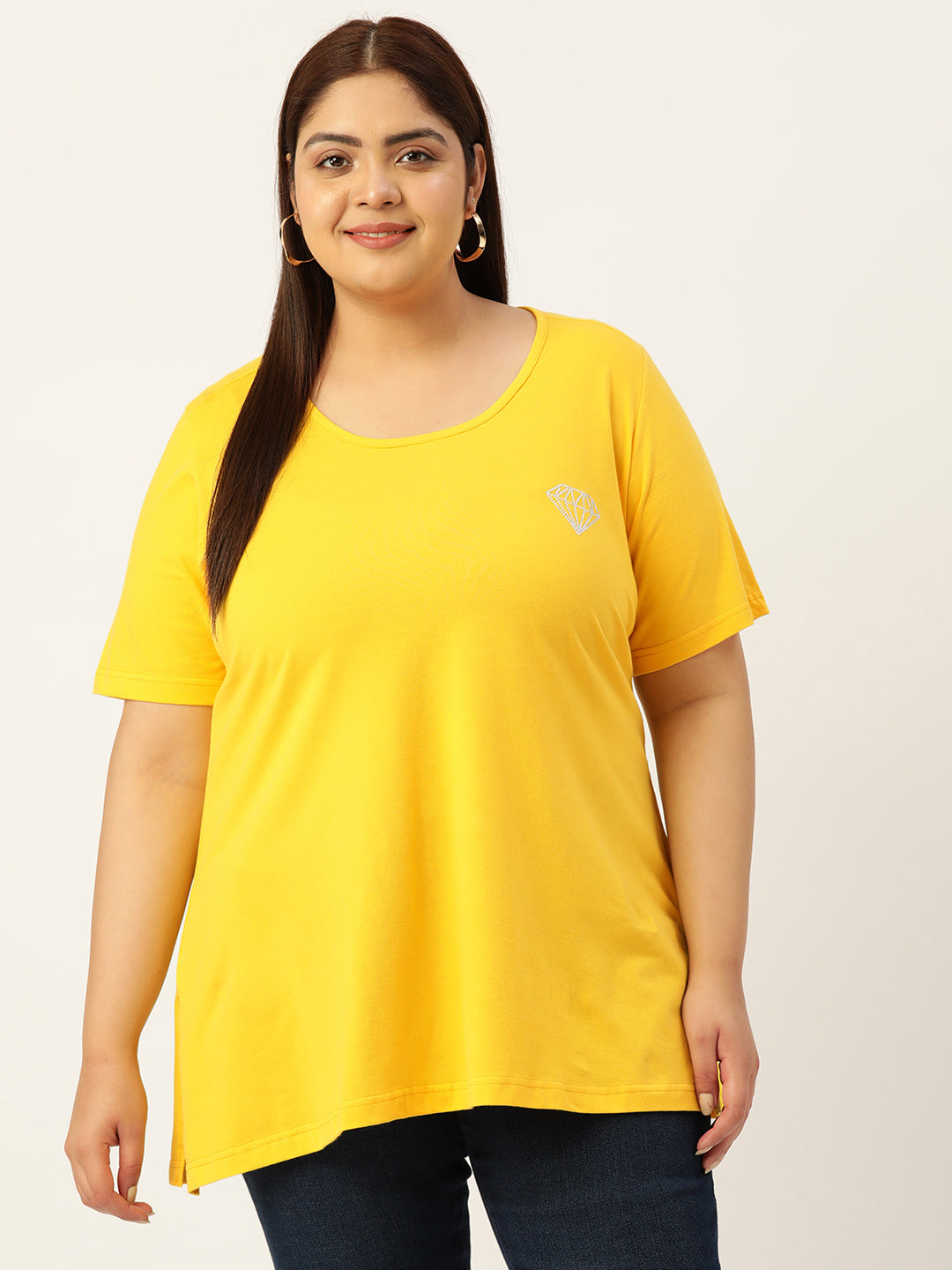 T-shirt for women Solid Regular length Round neck Short