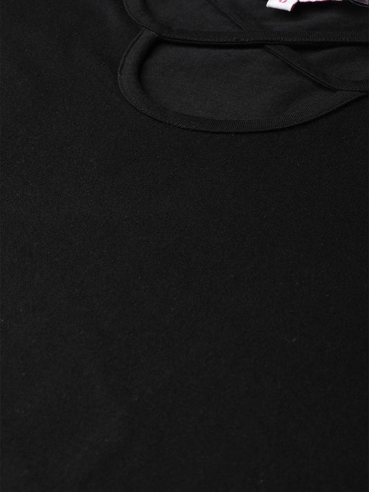 Plus Size Cut-Out Neck Detail Cotton Top