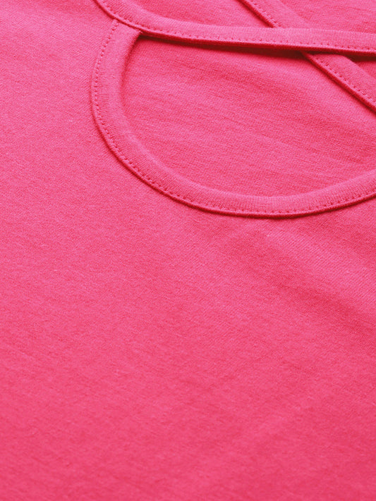 Plus Size Cut-Out Neck Detail Cotton Top