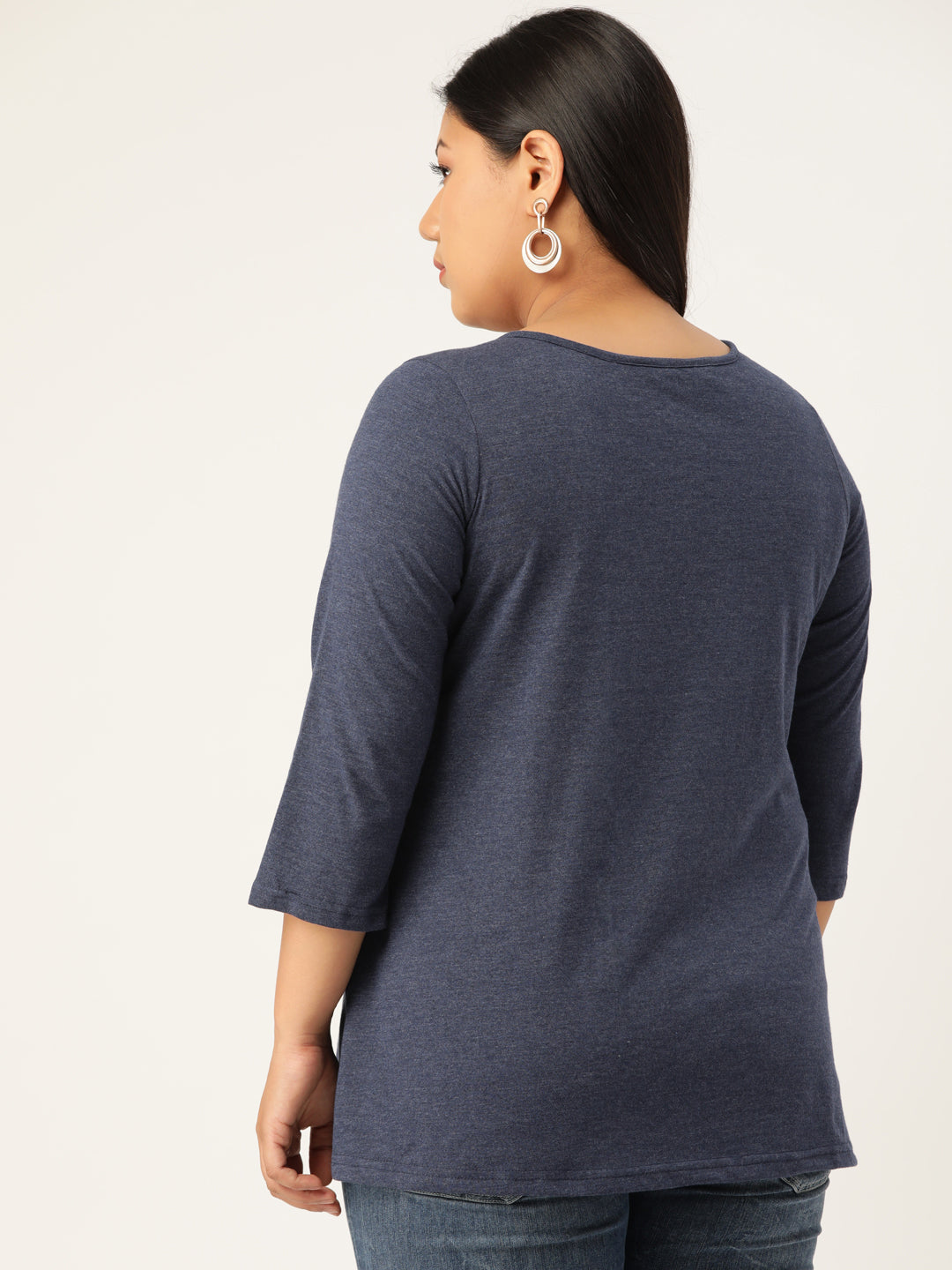 Plus Size Cut-Out Neck Detail Cotton Top