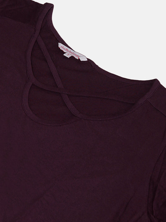 Plus Size Cut-Out Neck Detail Cotton Top
