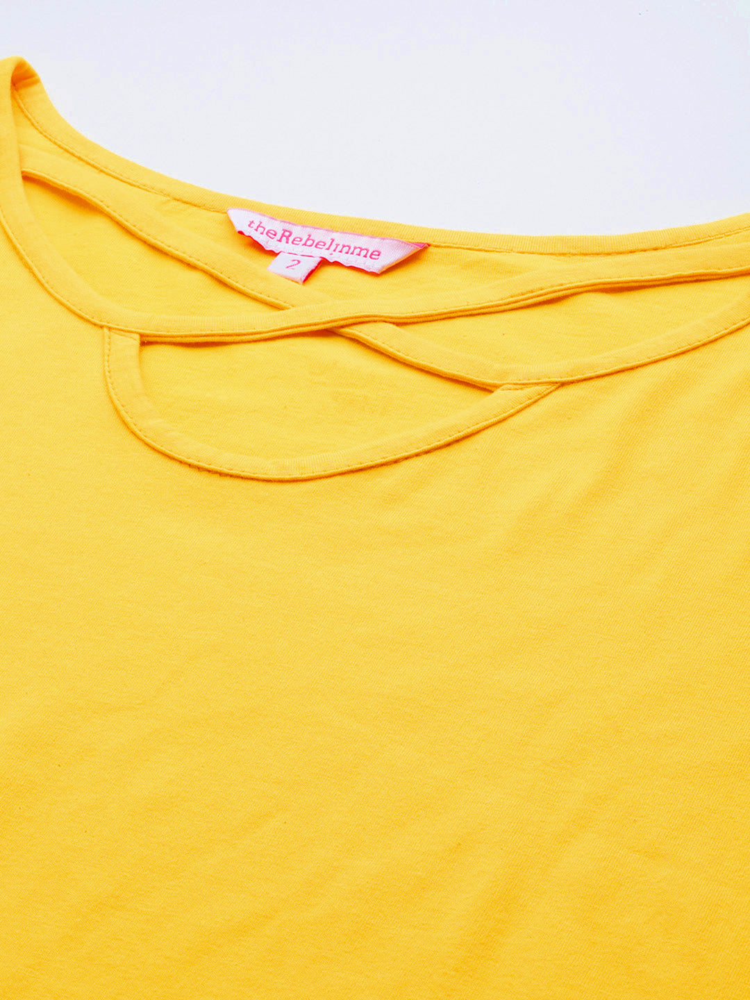 Plus Size Cut-Out Neck Detail Cotton Top