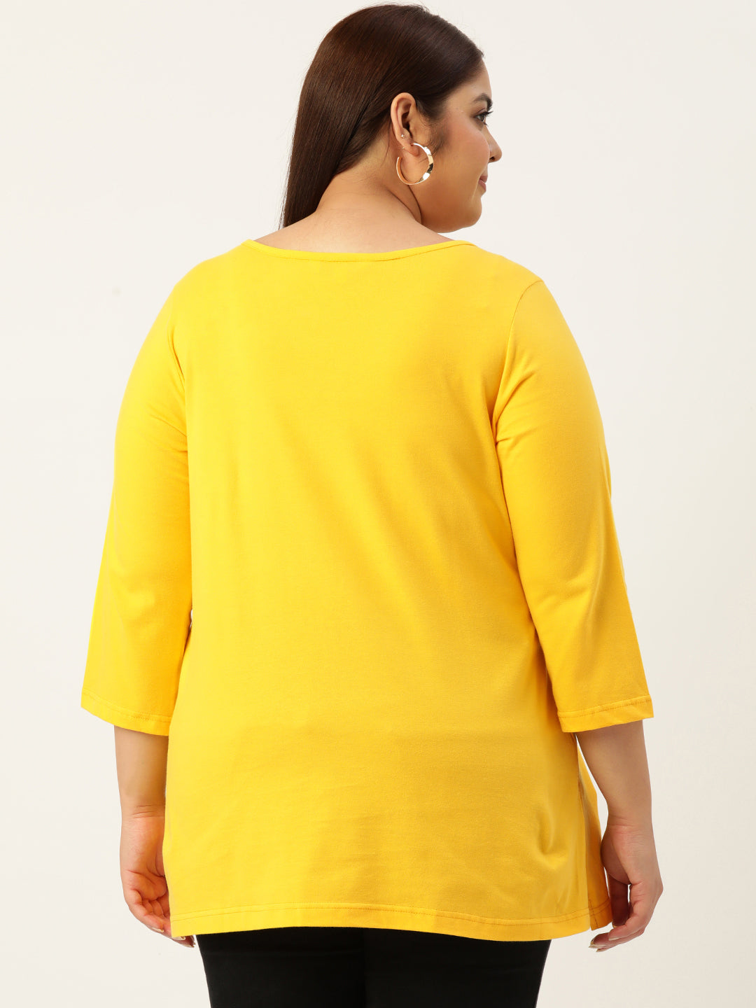 Plus Size Cut-Out Neck Detail Cotton Top