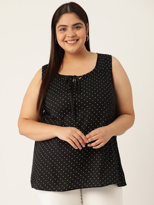 Plus Size Tie-Up Neck Top