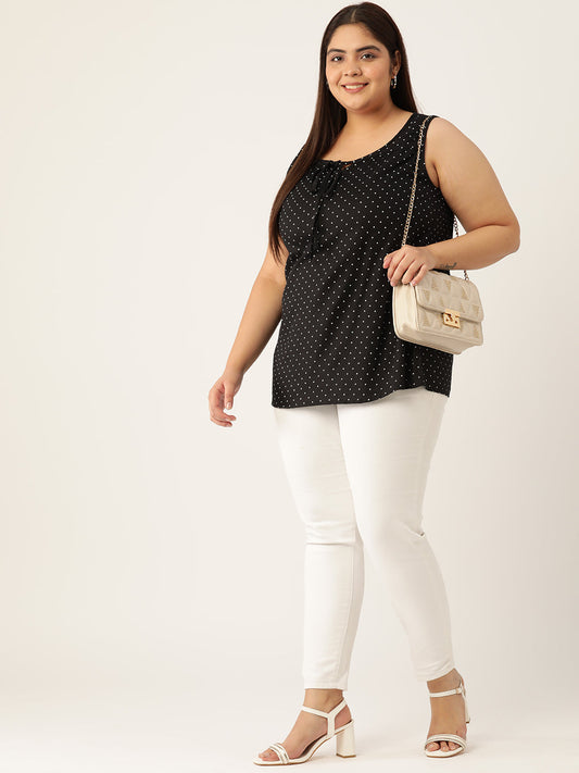 Plus Size Tie-Up Neck Top