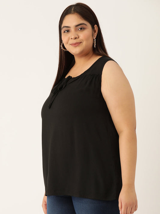 Plus Size Tie-Up Neck Top