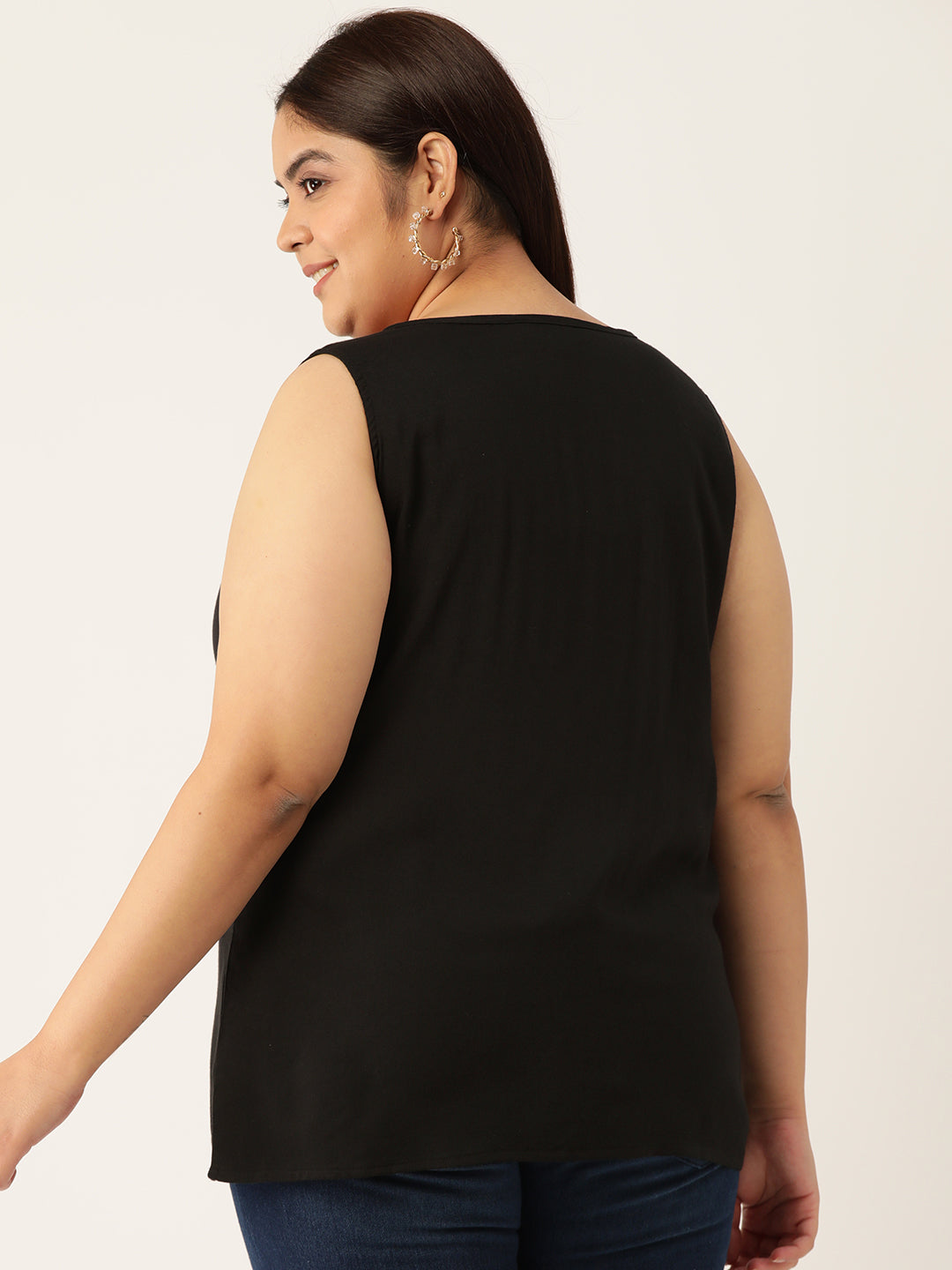 Plus Size Tie-Up Neck Top