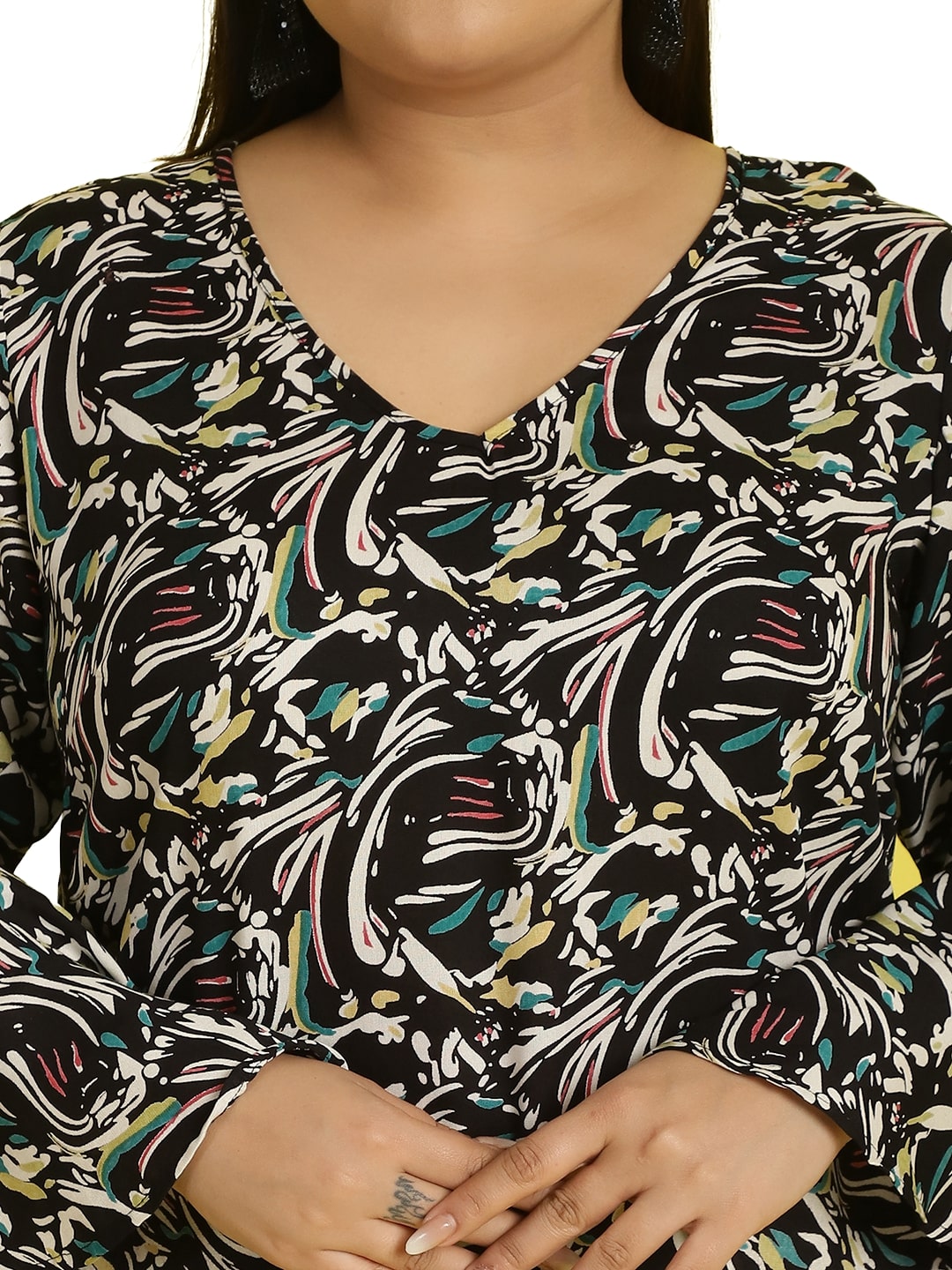 Women Bell Sleeve Ruffled A-Line Midi Dress