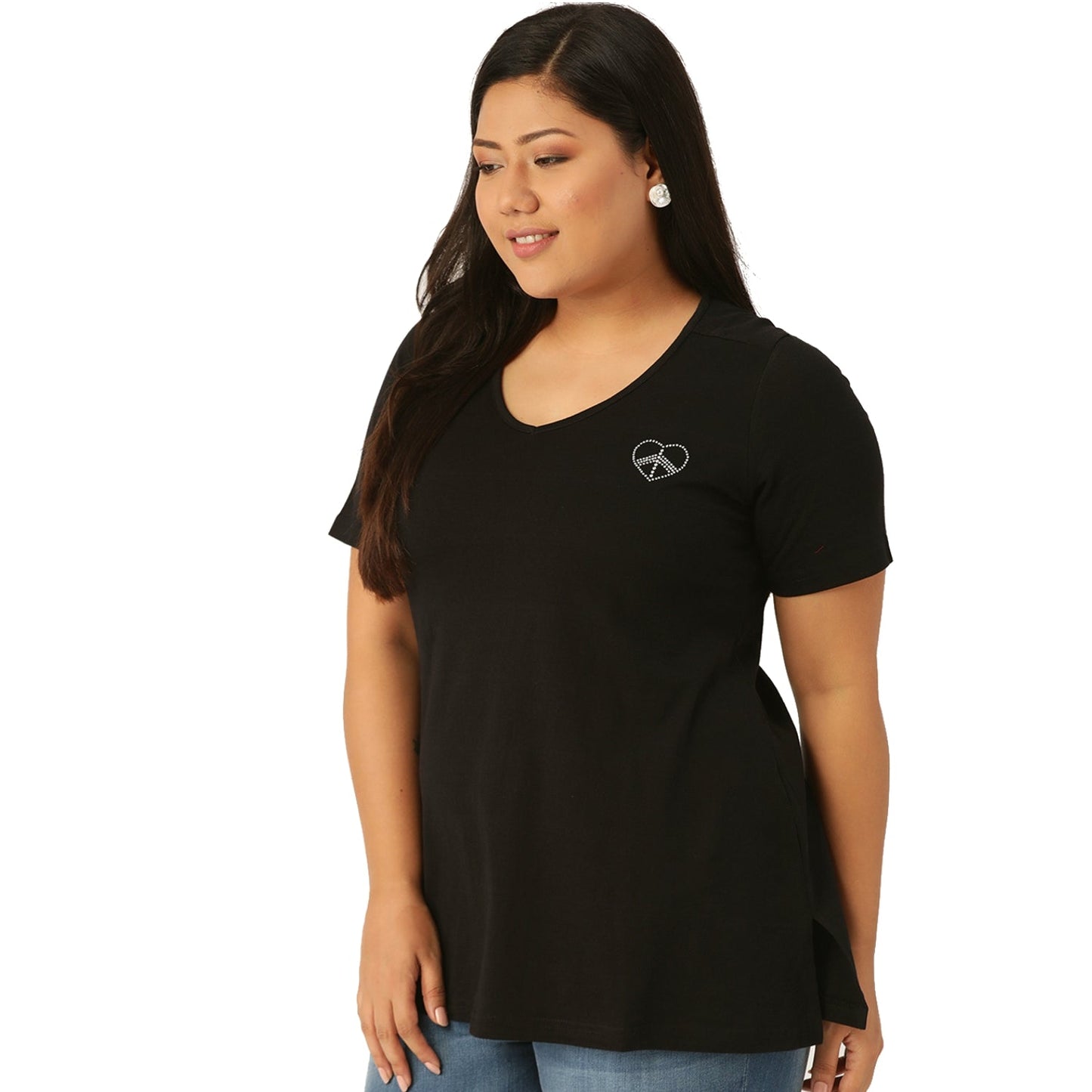 Cotton Knitted Embellished T-shirt