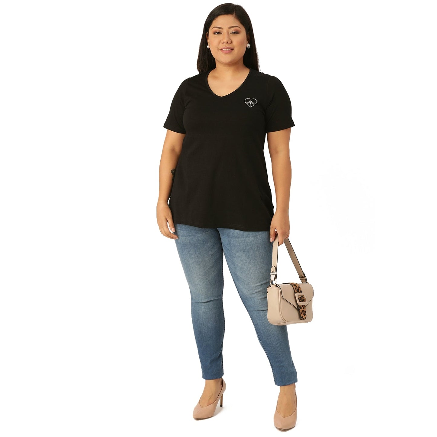 Cotton Knitted Embellished T-shirt