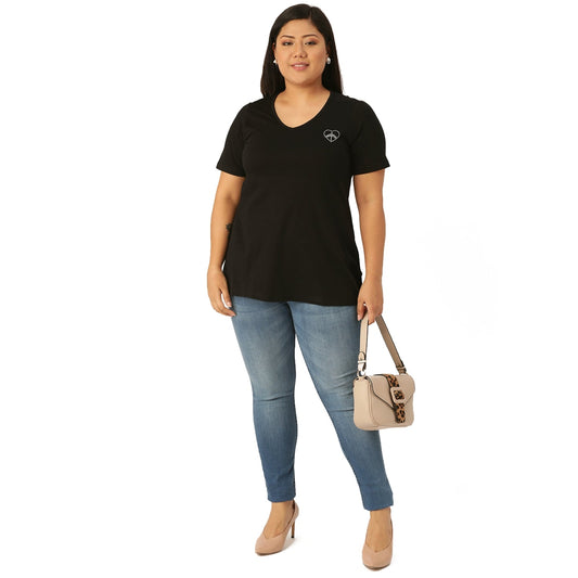 Cotton Knitted Embellished T-shirt