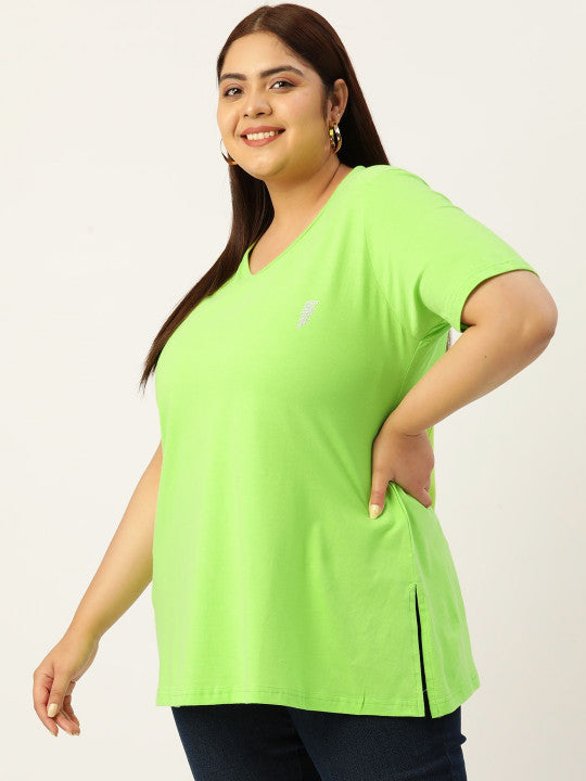 Cotton Knitted Embellished T-shirt