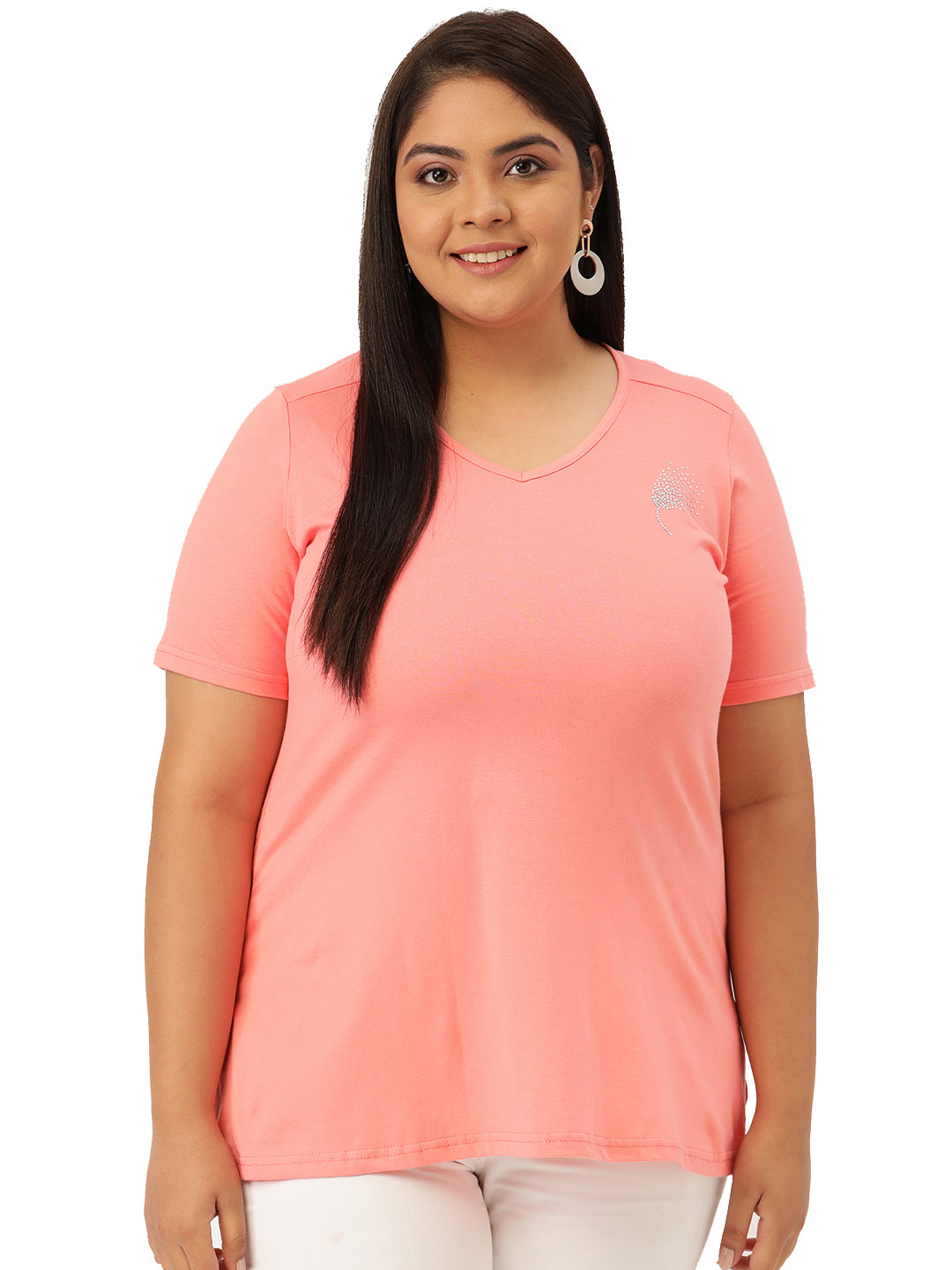 Cotton Knitted Embellished T-shirt