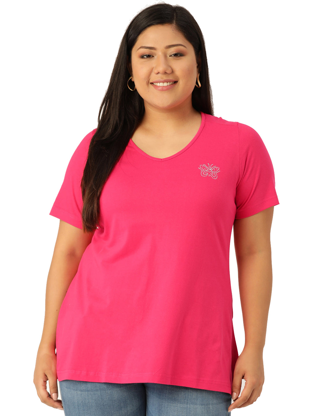 Cotton Knitted Embellished T-shirt