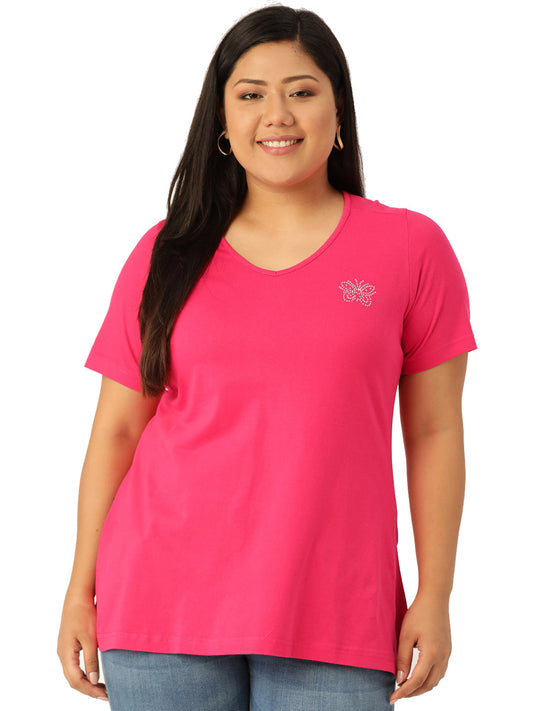 Cotton Knitted Embellished T-shirt