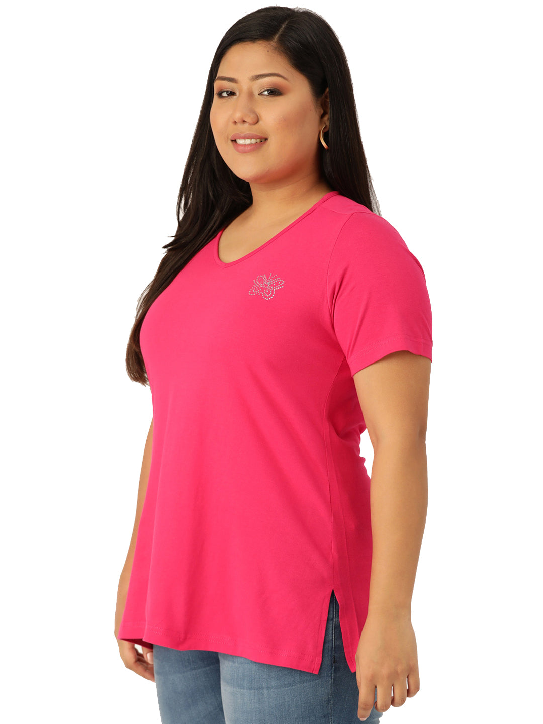 Cotton Knitted Embellished T-shirt
