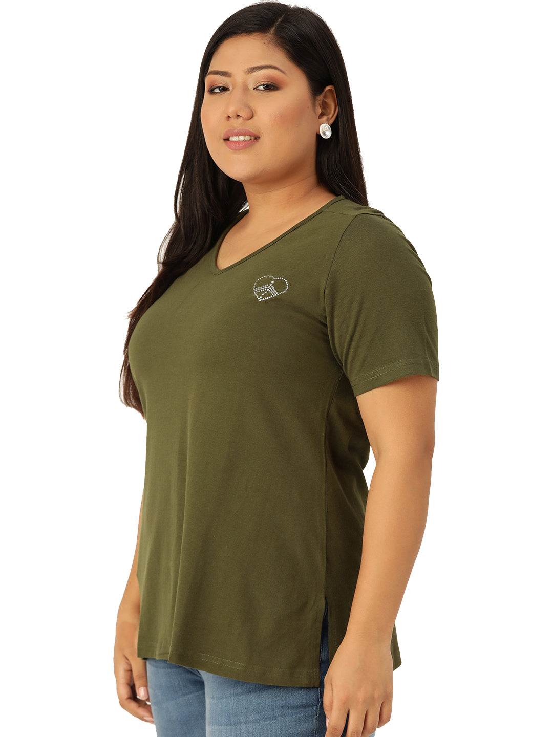Cotton Knitted Embellished T-shirt