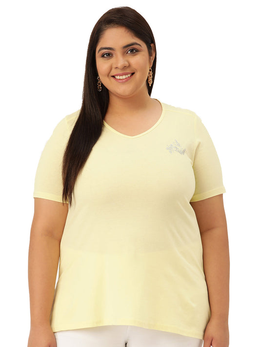 Cotton Knitted Embellished T-shirt