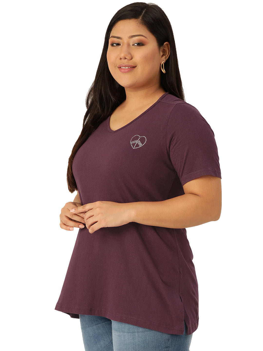 Cotton Knitted Embellished T-shirt