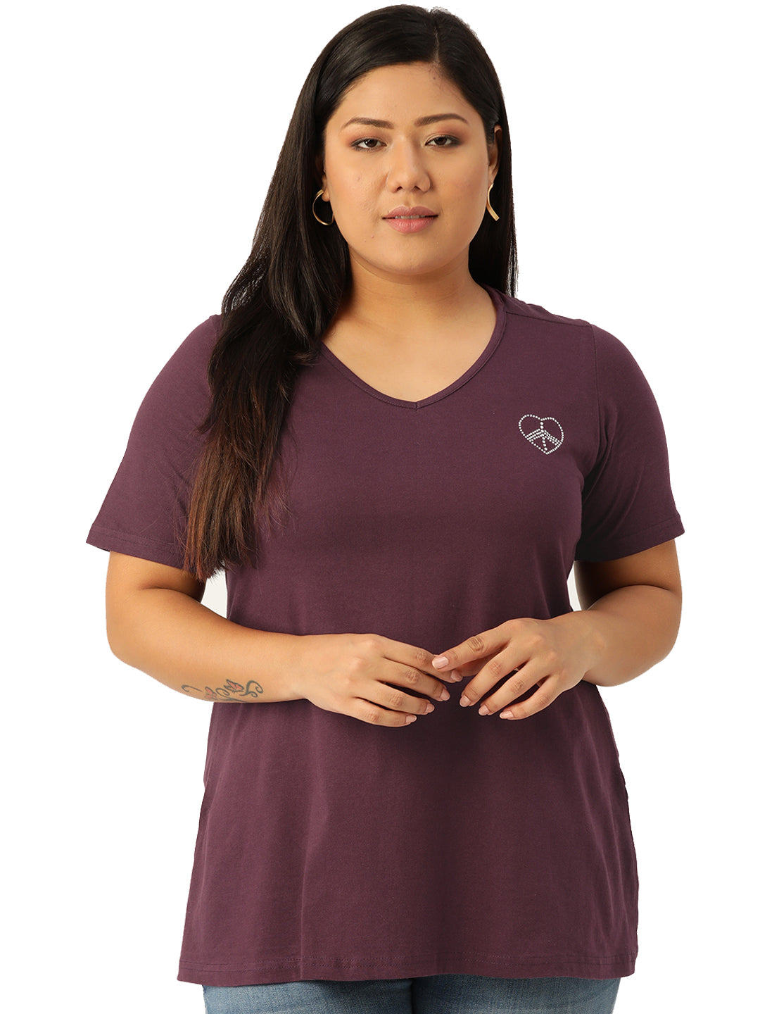 Cotton Knitted Embellished T-shirt