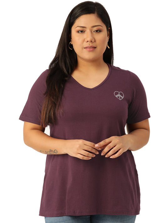 Cotton Knitted Embellished T-shirt