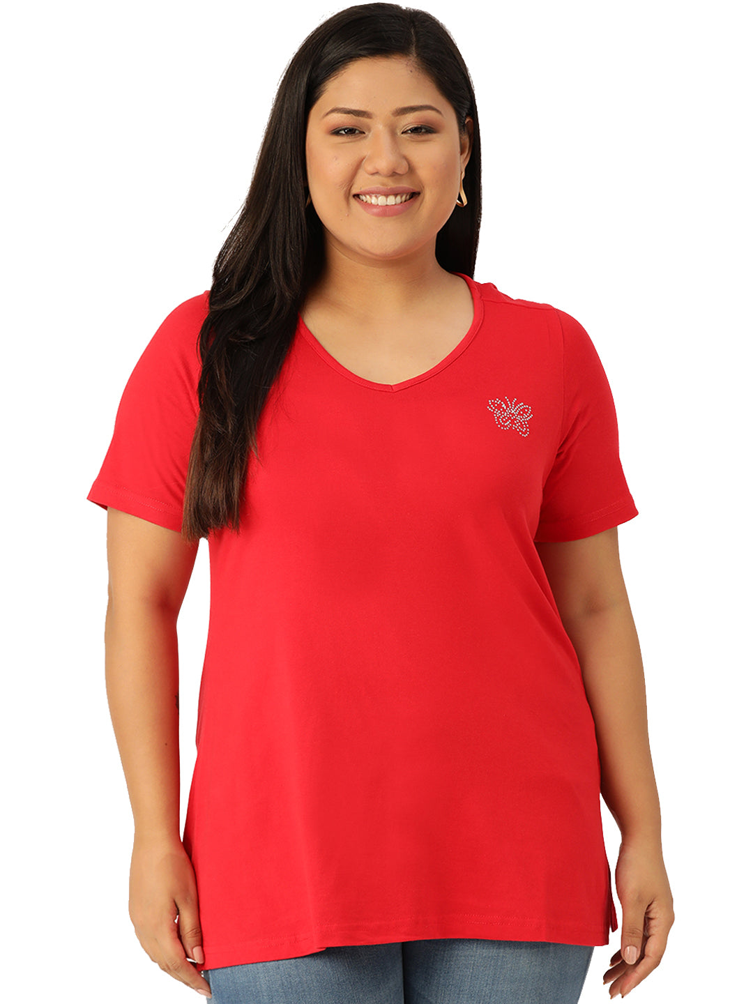 Cotton Knitted Embellished T-shirt