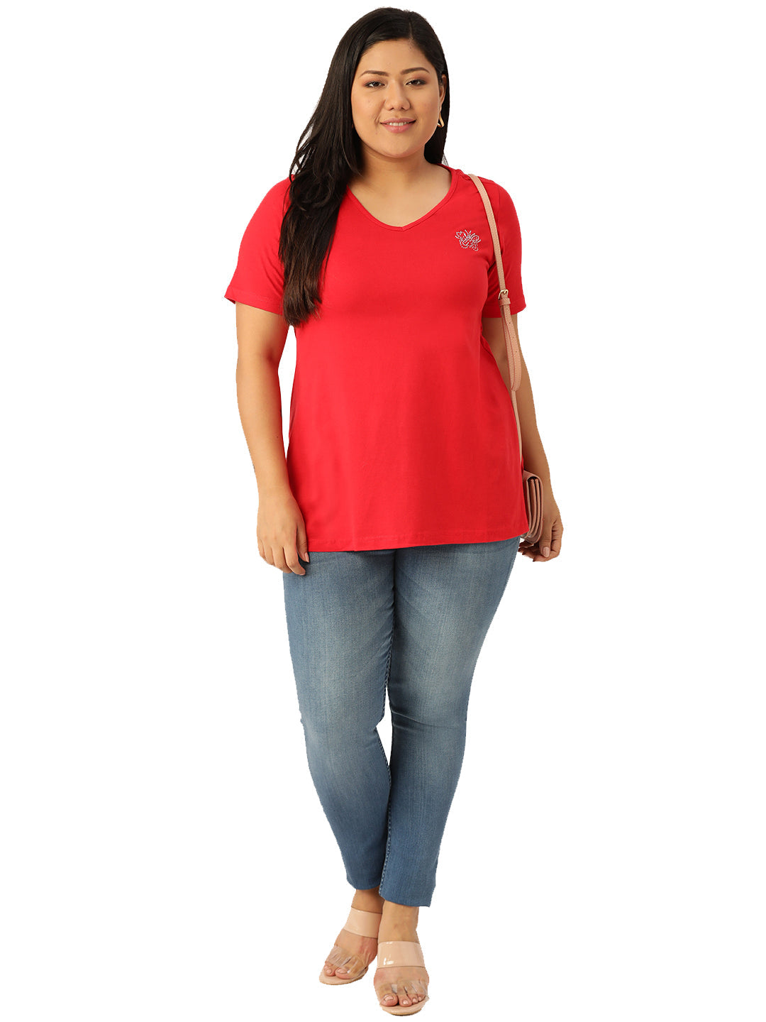 Cotton Knitted Embellished T-shirt