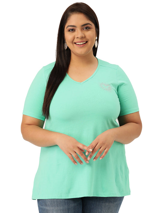 Cotton Knitted Embellished T-shirt