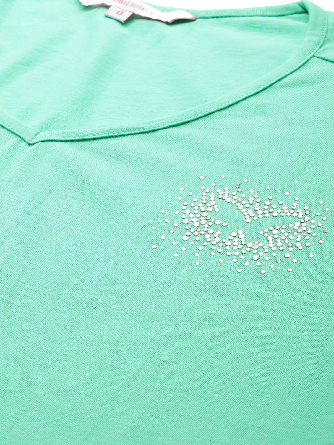 Cotton Knitted Embellished T-shirt
