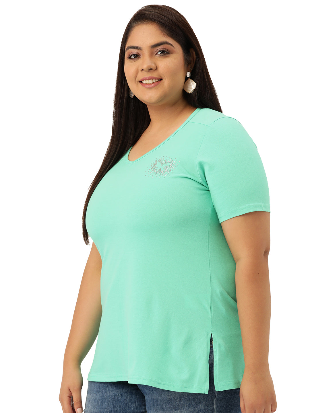 Cotton Knitted Embellished T-shirt
