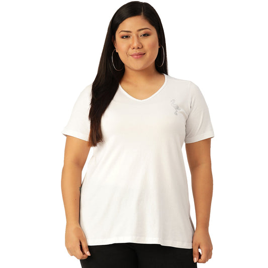 Cotton Knitted Embellished T-shirt