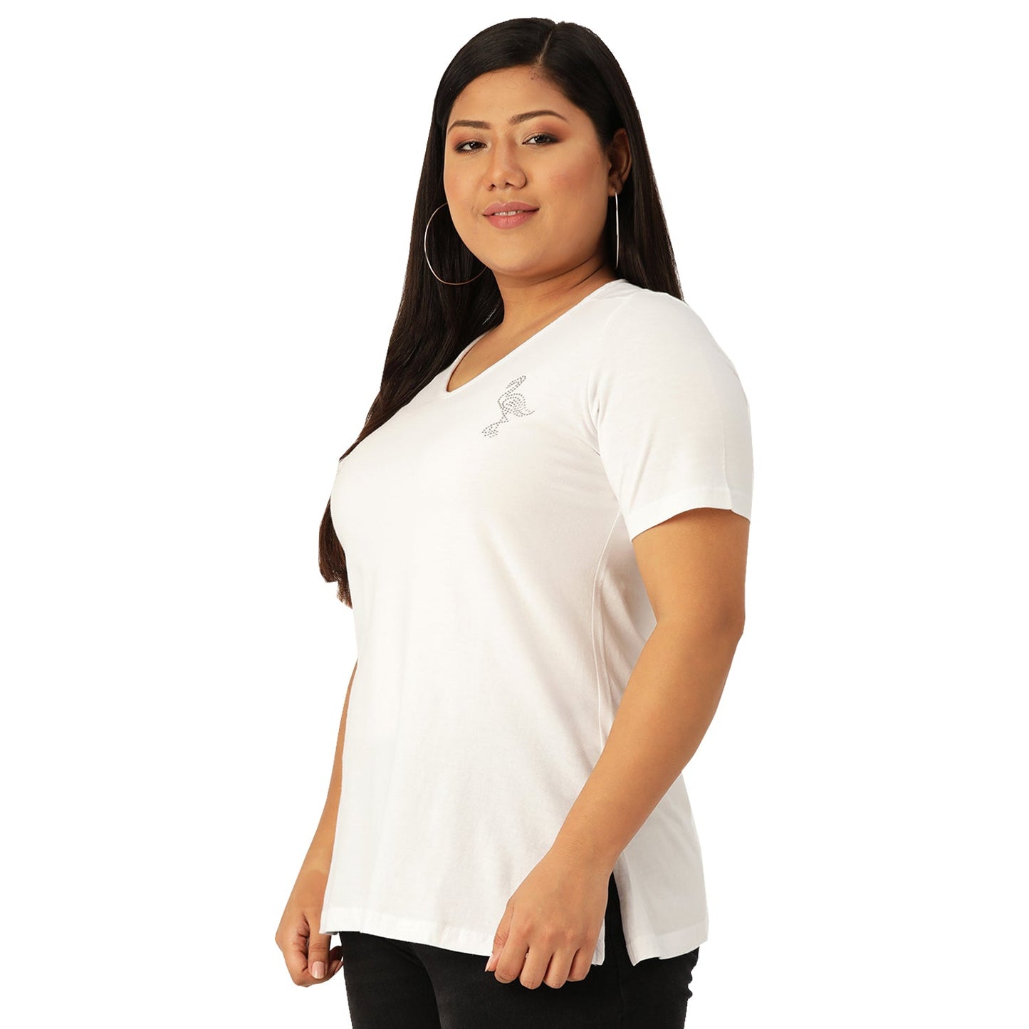 Cotton Knitted Embellished T-shirt