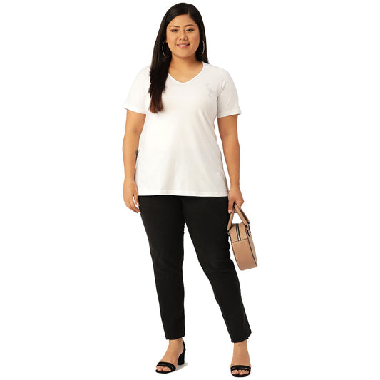 Cotton Knitted Embellished T-shirt
