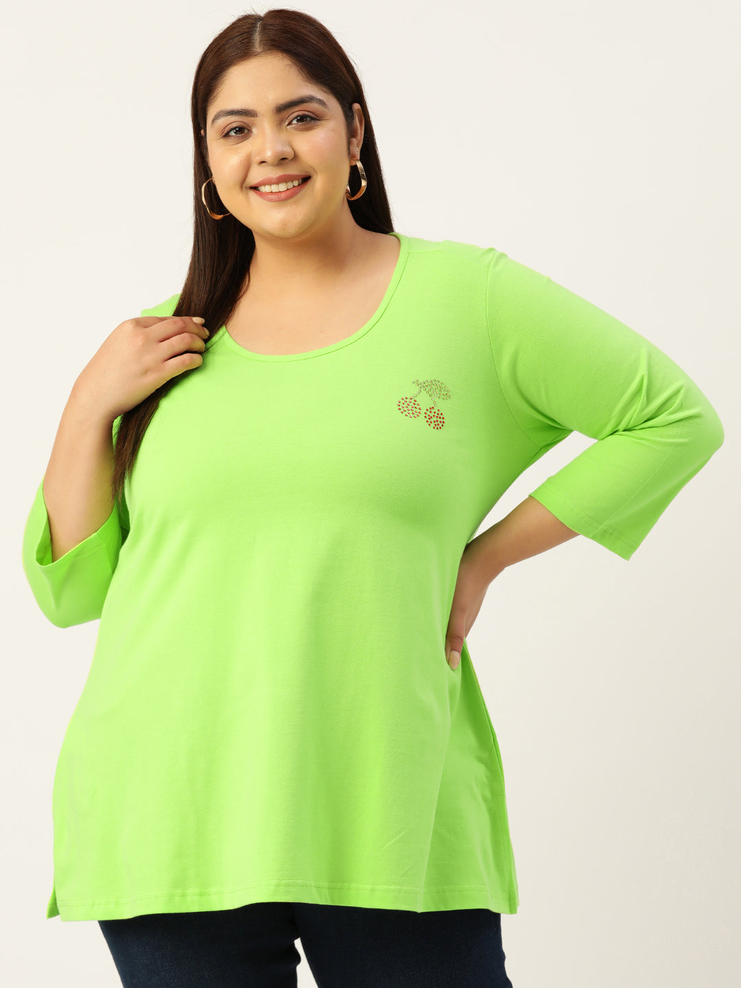Cotton Knitted Embellished T-shirt