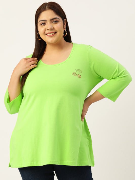 Cotton Knitted Embellished T-shirt