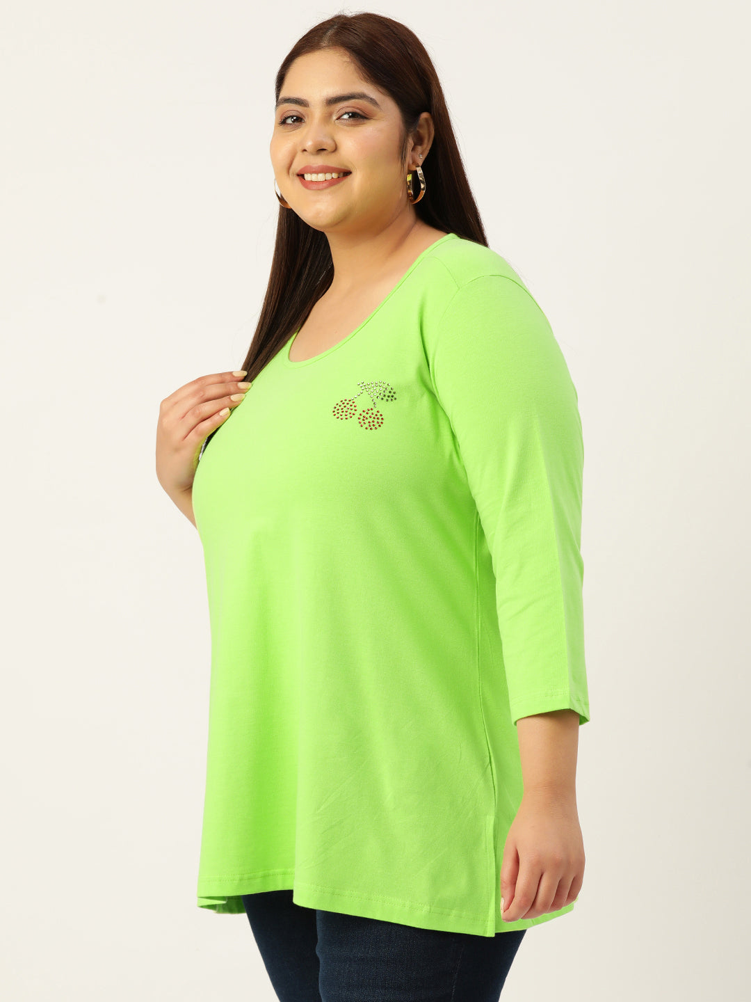 Cotton Knitted Embellished T-shirt