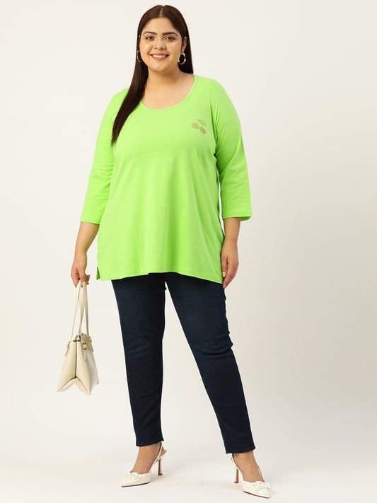 Cotton Knitted Embellished T-shirt