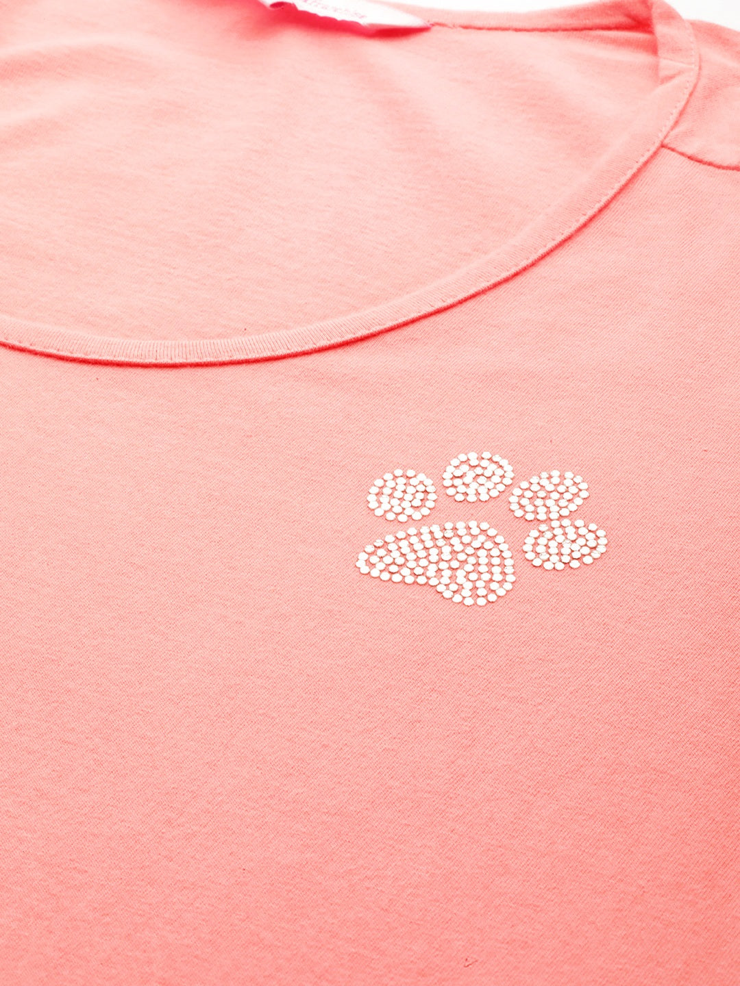 Cotton Knitted Embellished T-shirt