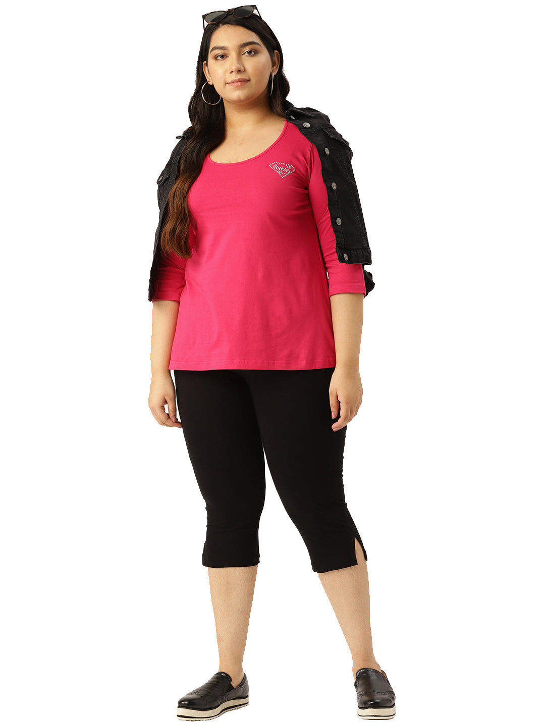 Cotton Knitted Embellished T-shirt