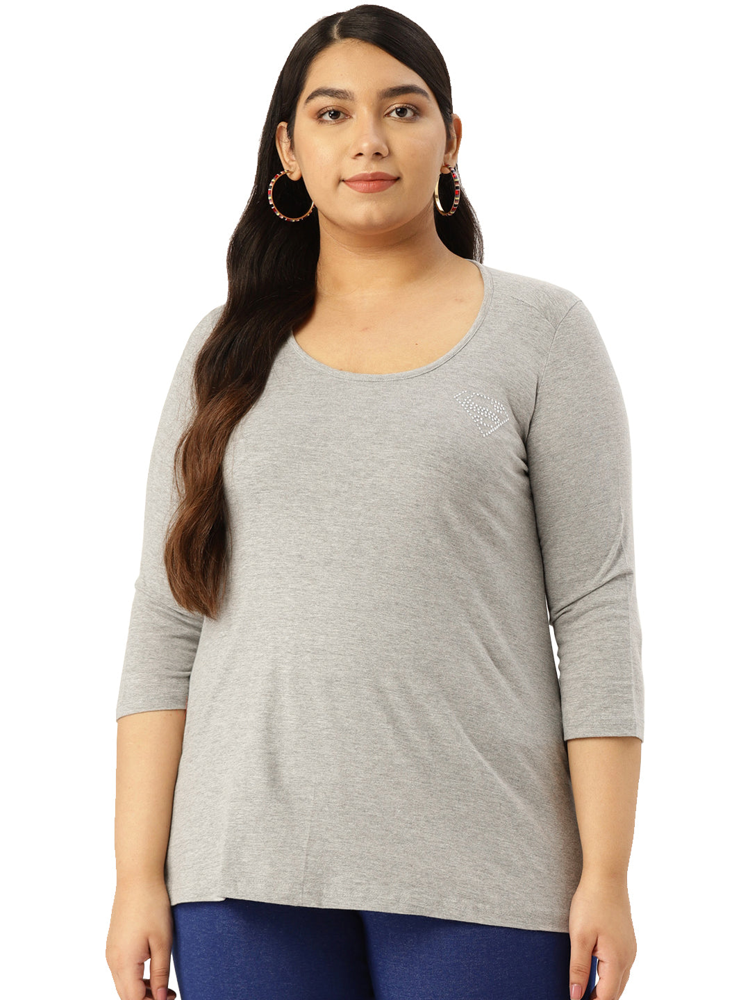 Cotton Knitted Embellished T-shirt